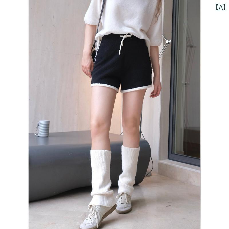 ニットショートパンツ レディース 羊毛混 色彩設計 さる股引き さる股引き 朦々たる ボトムス 伸縮性 酉の方角予防医学 秋冬 心地よい 防寒 生あたたかい 動き分かりやすい お座敷着 伸び伸びする デイリー 好いたらしい履き気味合い
