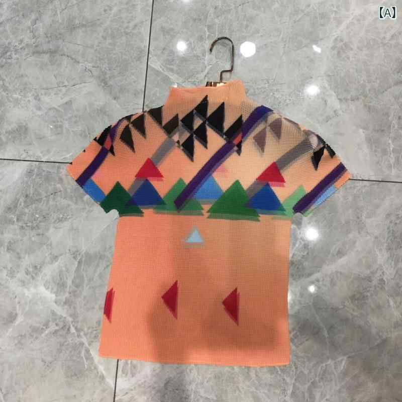 トップス レディース ハイネック カットソー 半袖 春夏 ストレッチ素材 スリムフィット 皺加工 シフォン調 伸縮性 通勤 オフィスカジュアル きれいめトップス 通気性抜群 着回し 重ね着風｜kbox店
