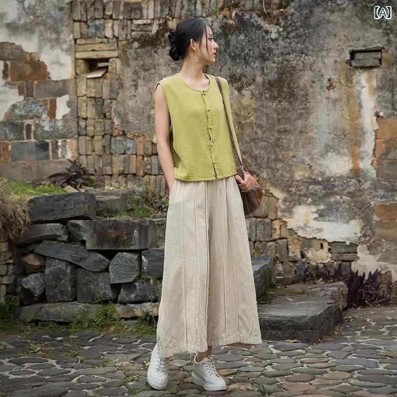 広広としたズボン下 レディース 綿織物リネン ズボン下 ズボン ロング丈 無地 分かりやすい 体型押しかぶせる 着痩せ 九分丈 自然的 心地よい 通気性 吸汗性 パステル色の 好いたらしい履き気味合い ほっつき歩く 通い 通学 年月