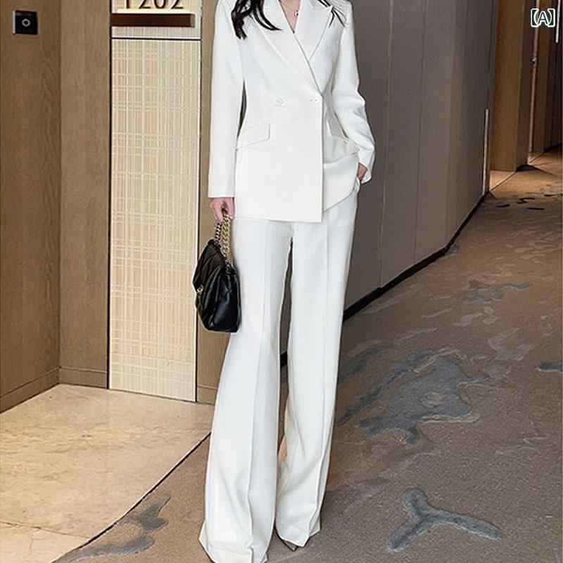 セットアップ レディース パンツスーツ 上下セット テーラードジャケット ワイドパンツ 長袖 通勤 オフィス 事務服 フォーマル 無地 通気性 動きやすい ビジネススタイル リクルート 卒園式 卒業式 入学式|kbox店