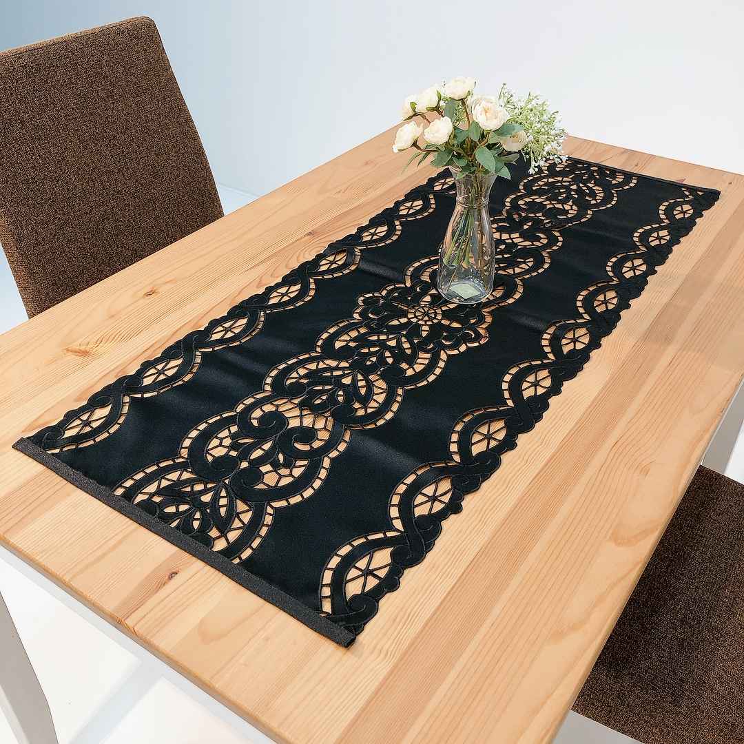 楽天市場】【送料無料】テーブルランナー レース ブラック 黒 おしゃれ