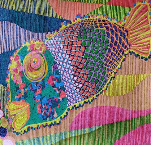 バリ島　絵画　カラフルな魚 バリ島 絵画 カラフルな魚 バリ島絵画 No.0019 バリ島 絵画 カラフルな魚