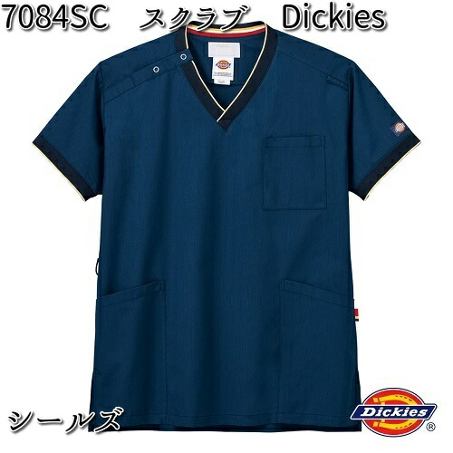 FOLK フォーク　7084SC-7　男女兼用　スクラブ　Dickies　ディッキーズ　シールズ　SS～4L【お取り寄せ製品】【スクラブ 医療ユニフォーム 白衣 メディカルウェア スクラブ メディカル製品】