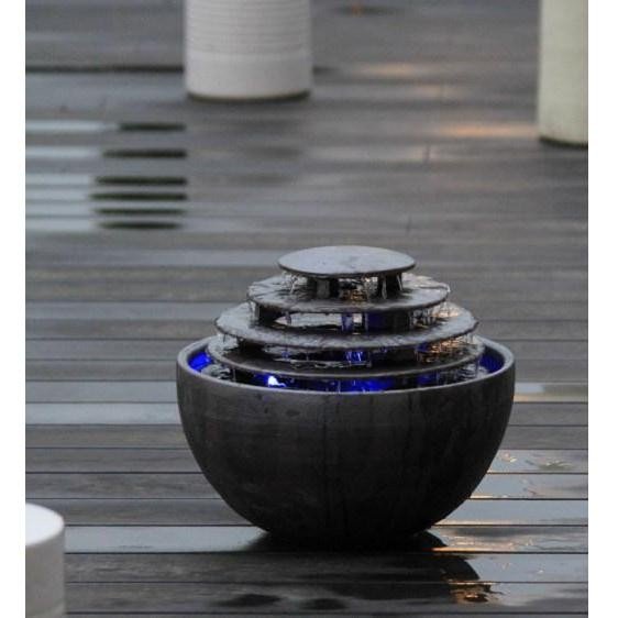 楽天市場】水琴窟 信楽焼 光の琴音202LED いぶし銀 水琴窟