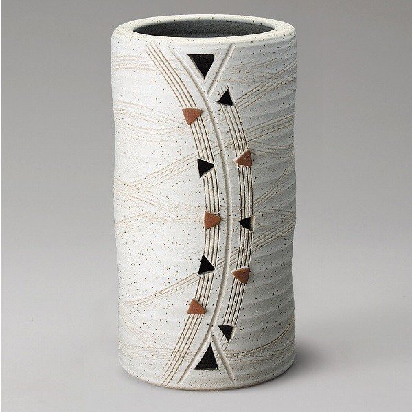 陶器傘立て ツートンカット傘立 信楽焼 おしゃれ ホワイト 524-06 陶器傘立て ツートンカット傘立 信楽焼 おしゃれ ホワイト 524