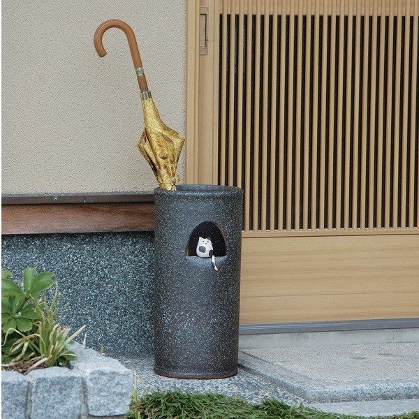 楽天市場】信楽焼 531-02 ねこ付傘立【メーカー直送品】【同梱/代引