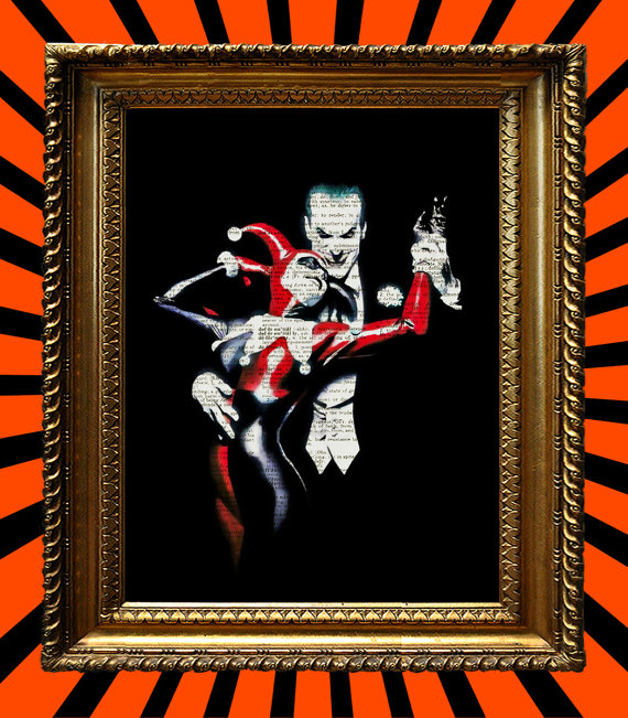 楽天市場 インテリア アート アートパネル アートポスター 壁掛け 絵画 アメコミ 額 フレーム 壁 リビング 現代アート ビンテージ辞書にアメコミ ハリウッドスターのイラストをプリントしたアート ジョーカー ハーレクイン614 K Collection Plus