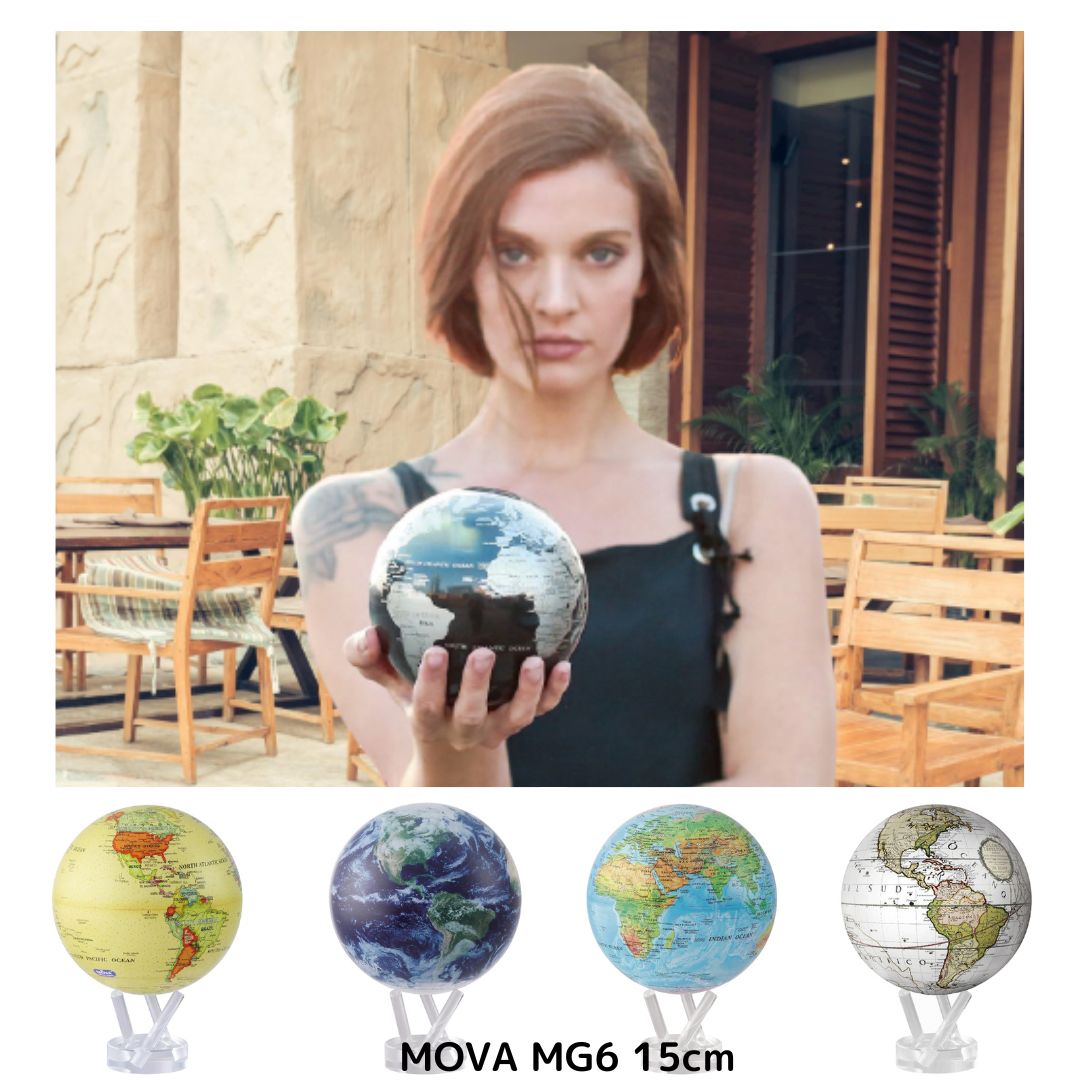 地球儀 インテリア 英語 MOVA GLOBE 回る地球儀 ムーバ グローブ 光の力 不思議 球直径15cm ギフト 記念品 受付カウンター 書斎  インテリア 地球 衛星 惑星 癒やし コレクター アイキャッチ 回る 回転 自転同じ向き 置物 かっこいい MG6 | glover