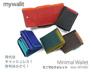 三つ折り 財布 レディース メンズ かわいい カラフル ミニマルウォレット mywalit マイワリット マイウォリット 牛革 コンパクト 小さい プレゼント ギフト 贈り物 カード入れポケット6個 Lファスナー小銭入れ付 イタリア企画 ダブルステッチ 当社正規代理店｜glover
