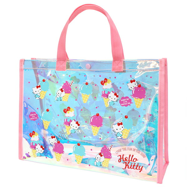 楽天市場 ハローキティ 縫製ビーチトートバッグ ビーチバッグ プールバッグ 角型 ビニールバッグ キッズ 女の子 Hello Kitty キティちゃん サンリオ Sanrio 高学年にも 子供の入園入学バッグ Kcプレイス