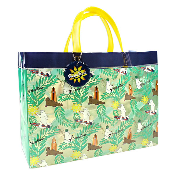 楽天市場 サーフベア オリジナルビーチバッグ マチアリ プールバッグ 角型 ビニールバッグ キッズ 男の子 しろくま サーファー ボタニカル 高波クリエイト 子供の入園入学バッグ Kcプレイス