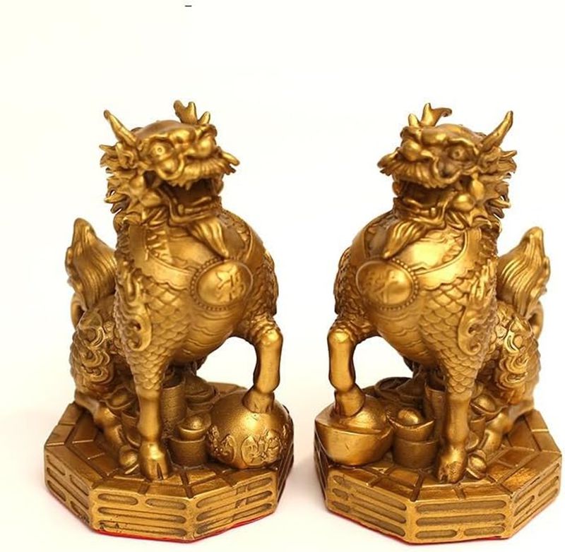 楽天市場】麒麟 置物 風水 キリン 銅製 高さ約6．7cm 対の麒麟