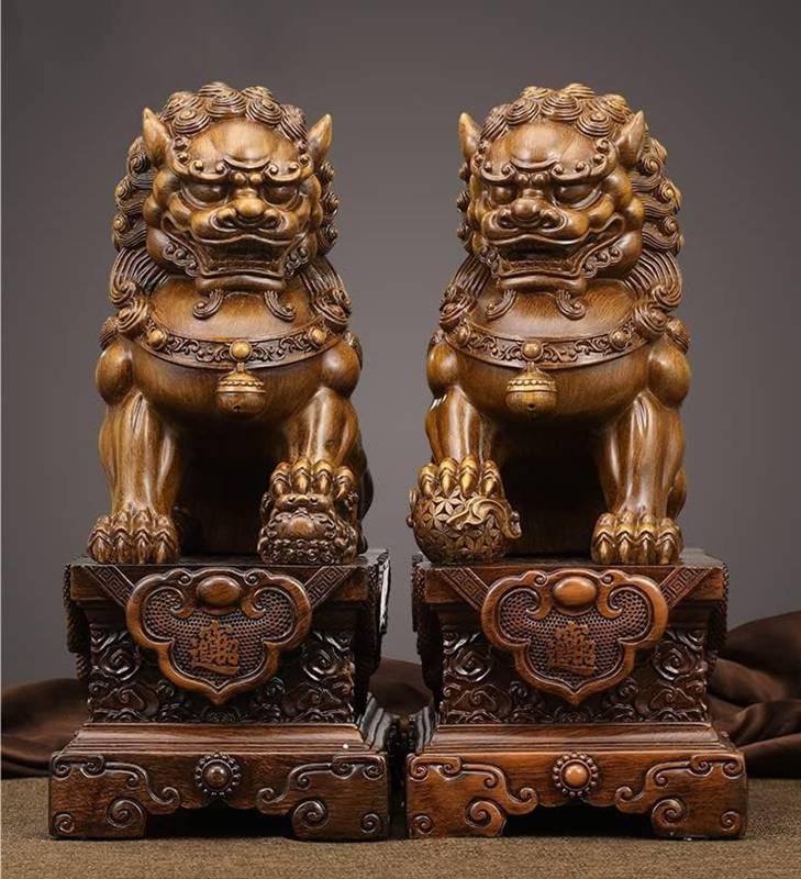 【魔除け★開運】中国骨董　石像　獅子　雄雌ペアセット 魔除け☆開運】中国骨董 石像 獅子 雄雌ペアセット
