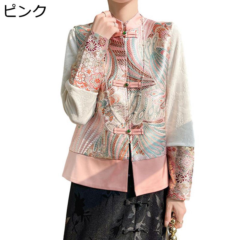 ベスト ジレ チャイナ柄 総柄ベスト 刺繍 レディース marai ベスト ジレ 刺繍 レディース チャイナ 中華 風 羽織り