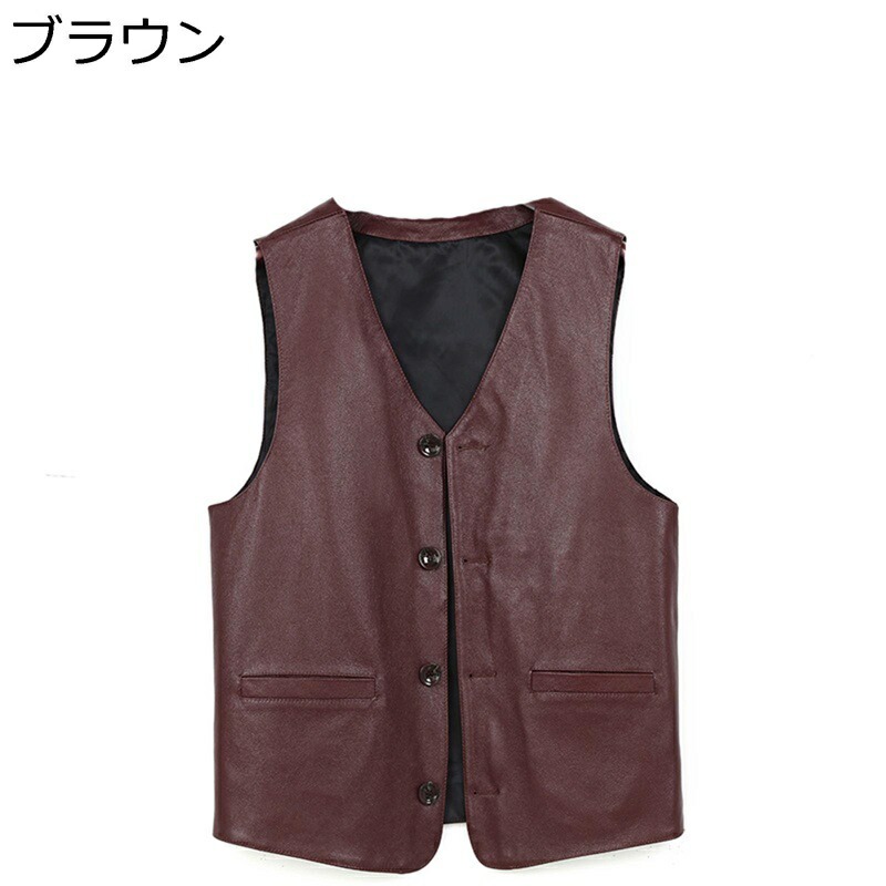 楽天市場】革ジャン レザーベスト スーツベスト メンズ 袖無し vネック