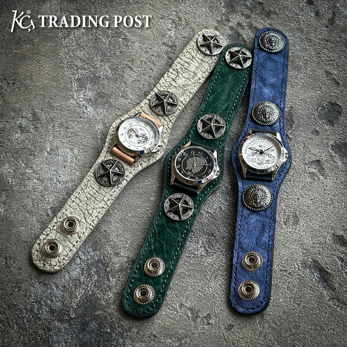 【KC,s 直営店限定商品】 腕時計 ケーシーズ KCs ケイシイズ ウォッチブレス スリーコンチョ ヒポポタマス カバ革 レザー 本革 メンズ レディース ブレスレット腕時計 おしゃれ かっこいい アメカジ 日本製 おしゃれ腕時計 おしゃれ腕時計メンズ ブレスレット時計レディース