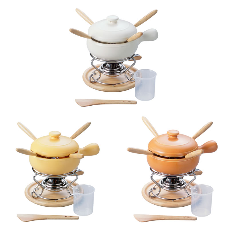 【公式店】フォンデュファンから圧倒的支持！ チーズフォンデュ鍋セット13cm（2～3人用） / 耐熱鍋 耐熱セラミック鍋 直火・オーブン・電子レンジＯＫ ケデップ クリヤマ かわいい おしゃれ チョコレートフォンデュ アヒージョ フォンデュセット ラッピング無料 内祝い