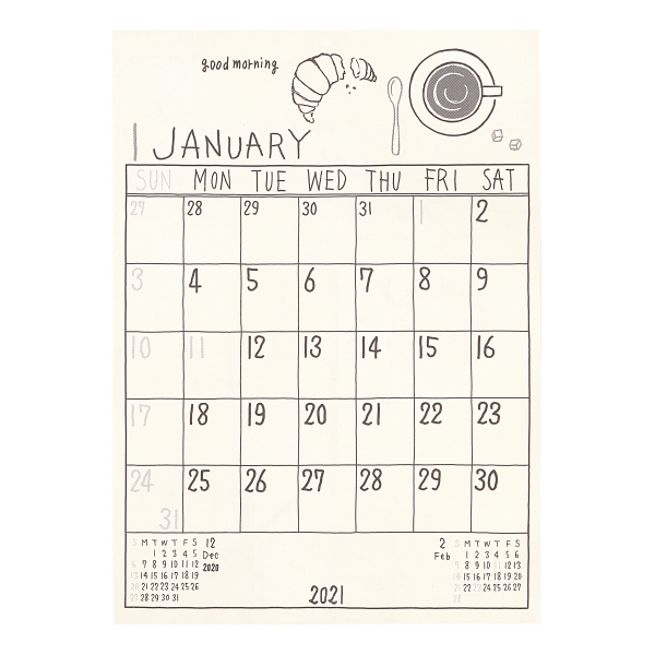 楽天市場 イラストカレンダー 壁掛けタイプ 21年1月から12月対応 Ck2101 あす楽対応 文具 文房具のkdm 楽天市場支店