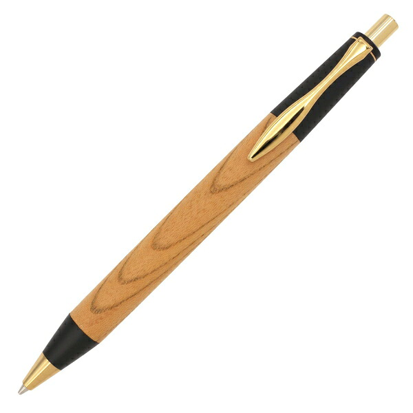 木軸ペン OMOSINPEN (MP&BP) Black/ゴールド 【欅・けやき】｜文具・文房具のKDM 支店
