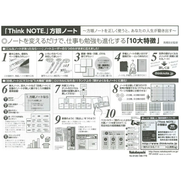 楽天市場 シンクノート Think Note サイズ 縦開き 5mm方眼 ブルー印刷 Rp 02db 文具 文房具のkdm 楽天市場支店