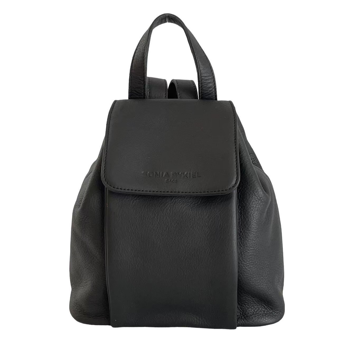 「中古」SONIA RYKIEL ソニアリキエル 背嚢 デイバッグ 嚢 鞄 うしろ側容器に並べる なめし革 黒いこと レディース