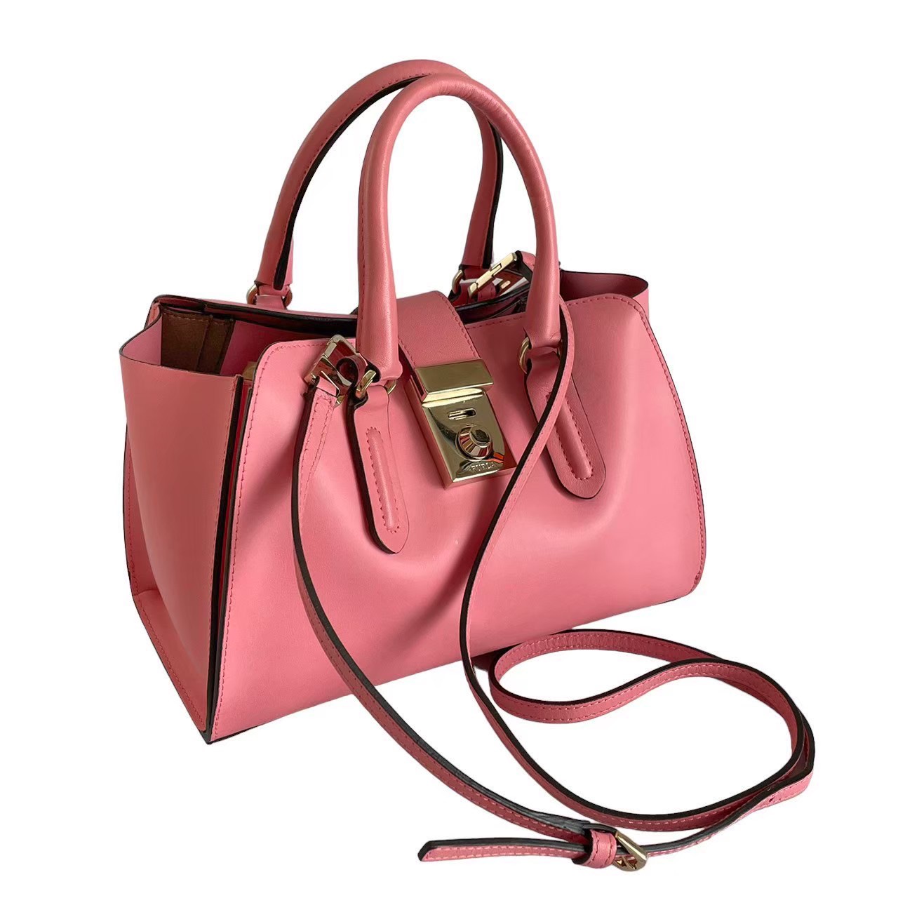 「中古」FURLA フルラ ハンドバッグ ショルダーバッグ ミニ 2WAY バッグ 斜めがけ レザー ピンク かばん 牛革 レディース