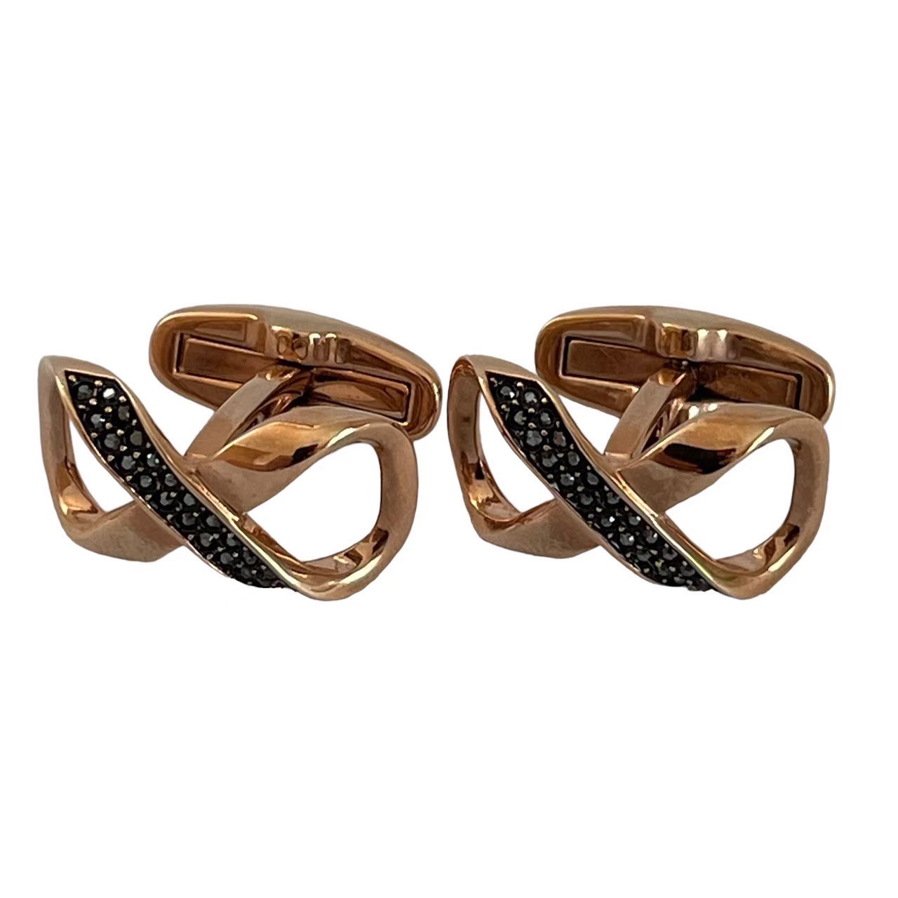 「中古」SWAROVSKI スワロフスキー 5114441 Cross Signature 折り返し 石ころ サクラ色ゴールド×黒いこと 成人男性 背広 小物 メンズ