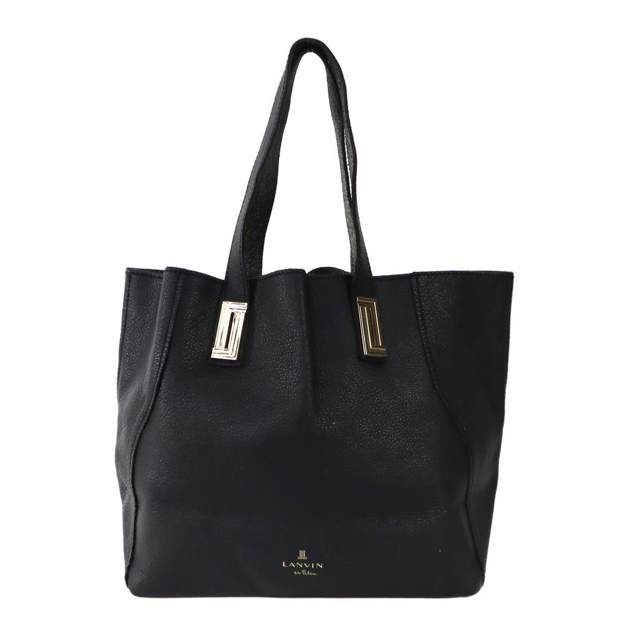 ［中古］LANVIN ランバン　ハンドバッグ　ミニバッグ　レザー　リバーシブル　ブラック　シルバー　メンズ　レディース