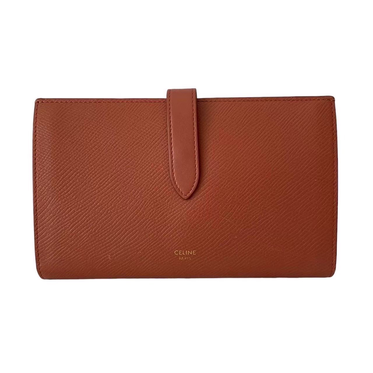 【良品】CELINE セリーヌ ラージストラップウォレット ベージュ レッド セリーヌ CELINE ラージ ストラップ ウォレット 二つ折り 長財布