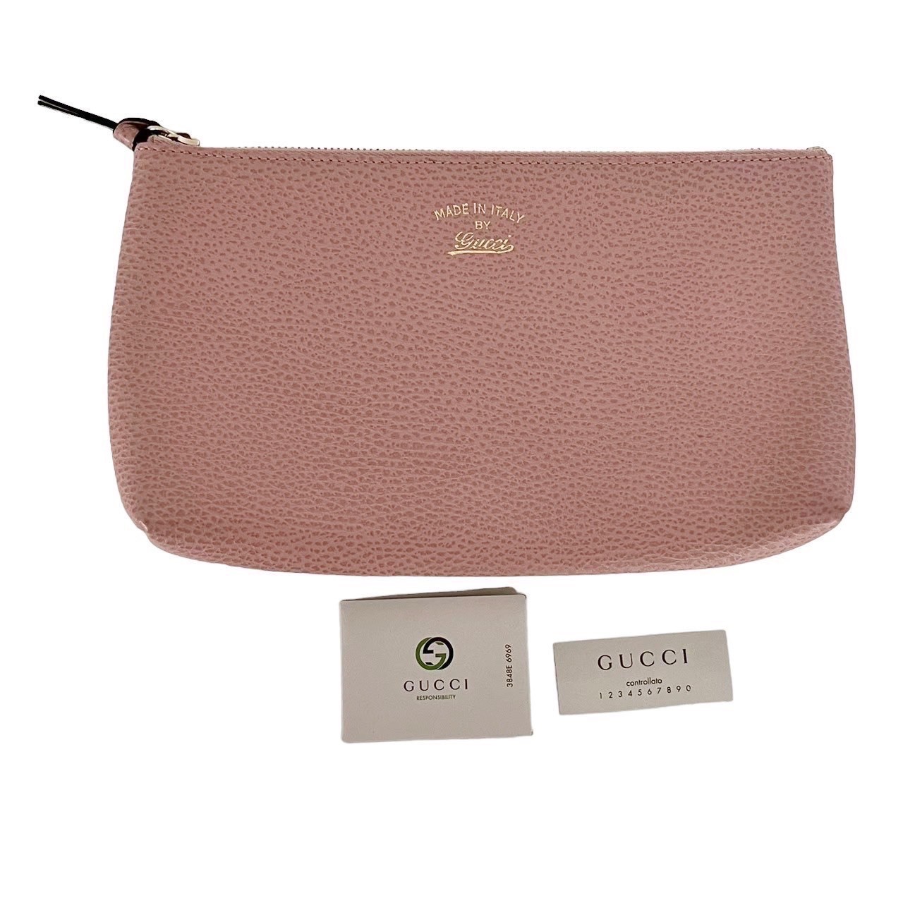 【新品】グッチシマ化粧ポーチ　ピンクレザー 新品】グッチシマ化粧ポーチピンクレザー