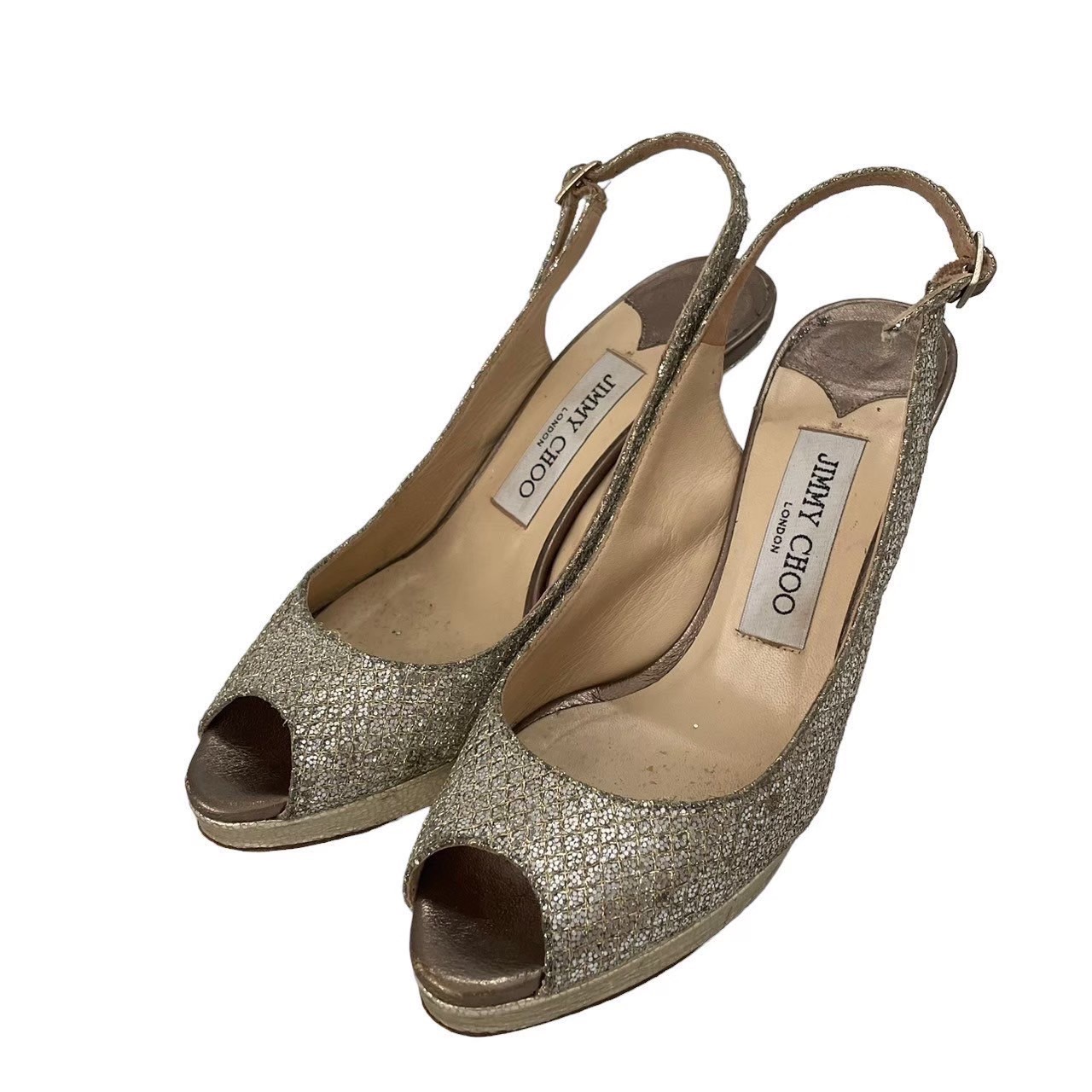 新品同様　ジミーチュウ　リボン　ストラップ付き　ハイヒール　パンプス　サンダル JIMMY CHOO ジミーチュウ リボン ストラップ付き ハイヒール