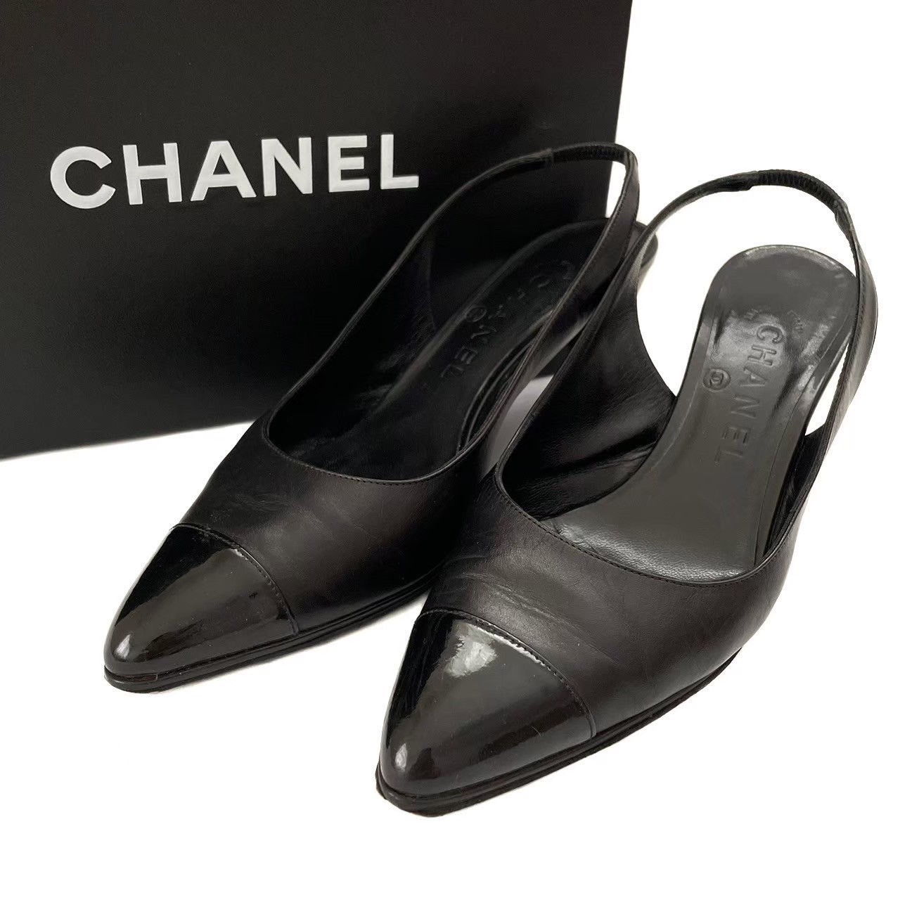 楽天市場】シャネル Chanel サテン マッチデザイン ヒールパンプス