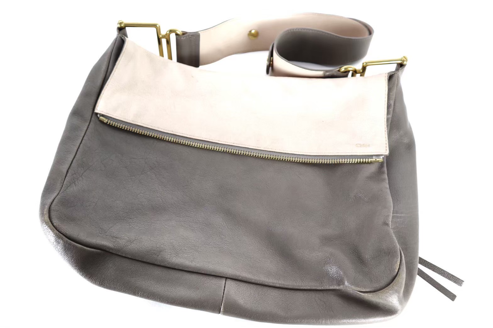 「中古」Chloe クロエ ヴェネッサ ショルダーバッグ なめし革 薄墨色 レディース