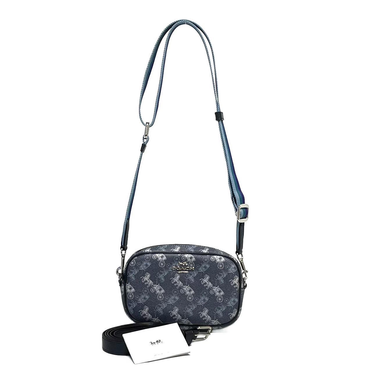 ［中古］COACH コーチ 78603 ショルダーバッグ ホース&キャリッジ ウエストベルトバッグ インディゴ ペール ブルー PVC レザー　レディース　ミニバッグ　コンパクトバッグ