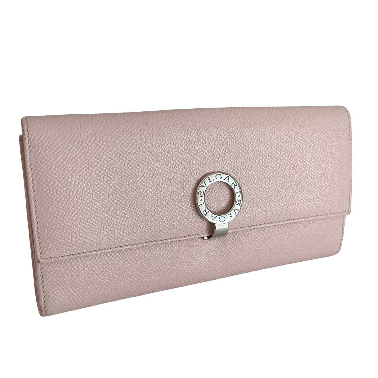 「中古」BVLGARI ブル小峡谷 長札入れ 札入れ ロング ウォレット サクラ色 なめし革 30417 ジッパー式 御釣り入れ ブルガリブルガリ レディース 財布・ケース-バッグ・小物・ブランド雑貨-レディース財布