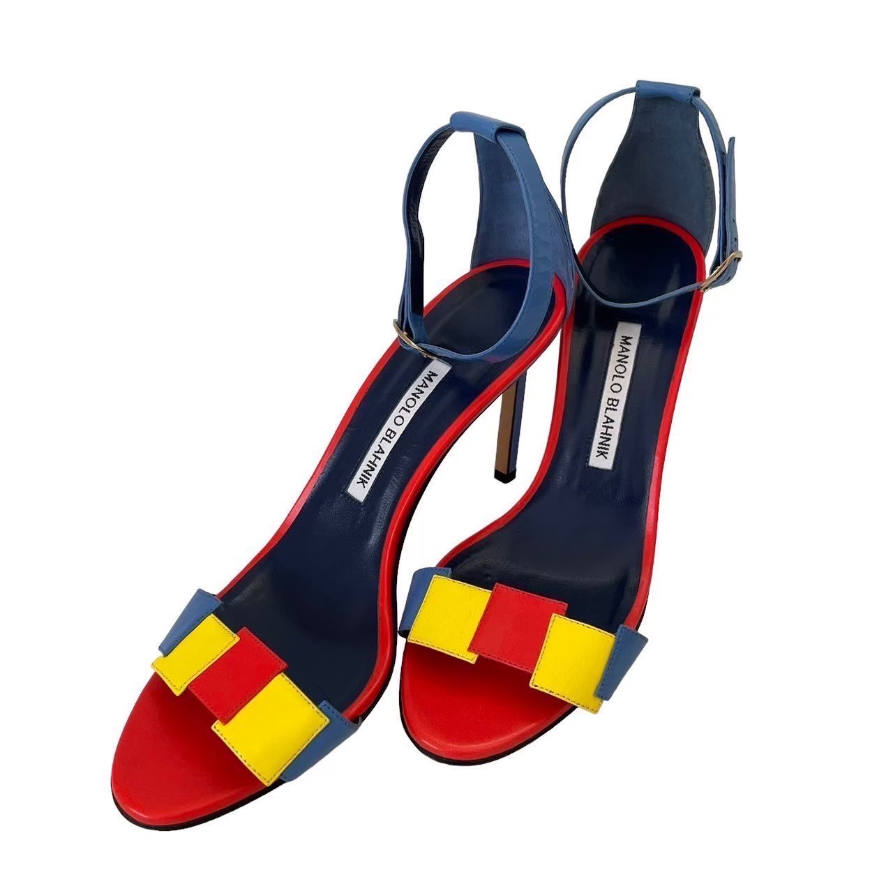 ［中古］MANOLO BLAHNIK マノロブラニク シューズ パンプス サンダル ピンヒール レザー マルチカラー [サイズ38(25cm)］レディース