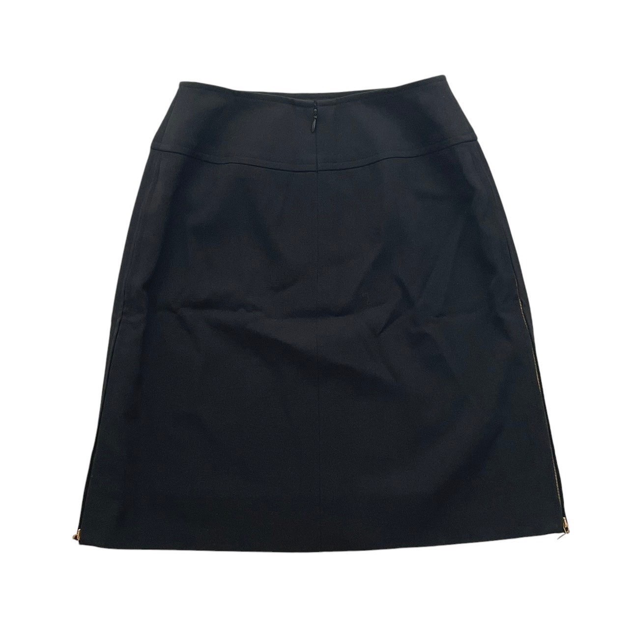 「中古」CHANEL シャネル アパレル ファッション ブランド服 ボトムス スカート 黒 ジップゴールド ボトムス ひざ上丈 シルク ウール レディース