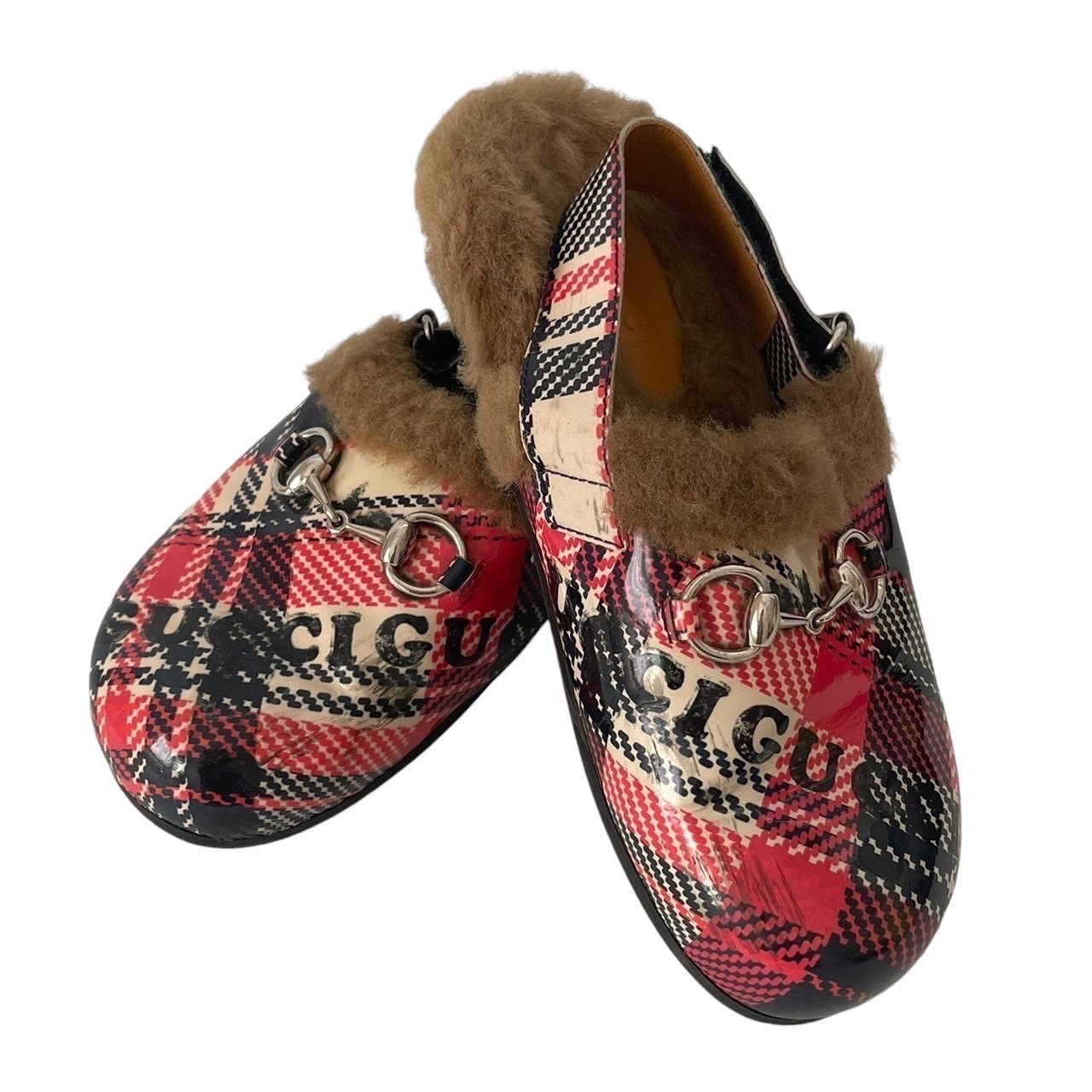 「中古」GUCCI グッチ サンダル 赤系 マルチ色合い 526151 サンダル シューズ 導管ビット 読み合わせる柄 専売特許なめし革 ロゴタイプ 約19糎 キッズ