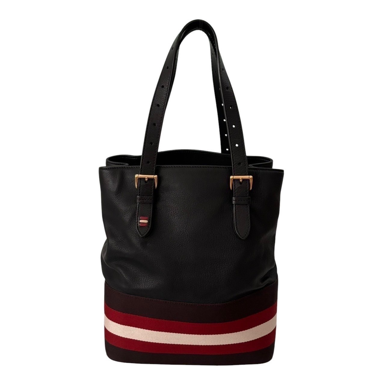 BALLY  カーフ レザー 本革　メンズ　トート バッグ　黒  赤　A4 収納 1円 《極美品》 BALLY バリー メンズ Bロゴ カーフ レザー 本革