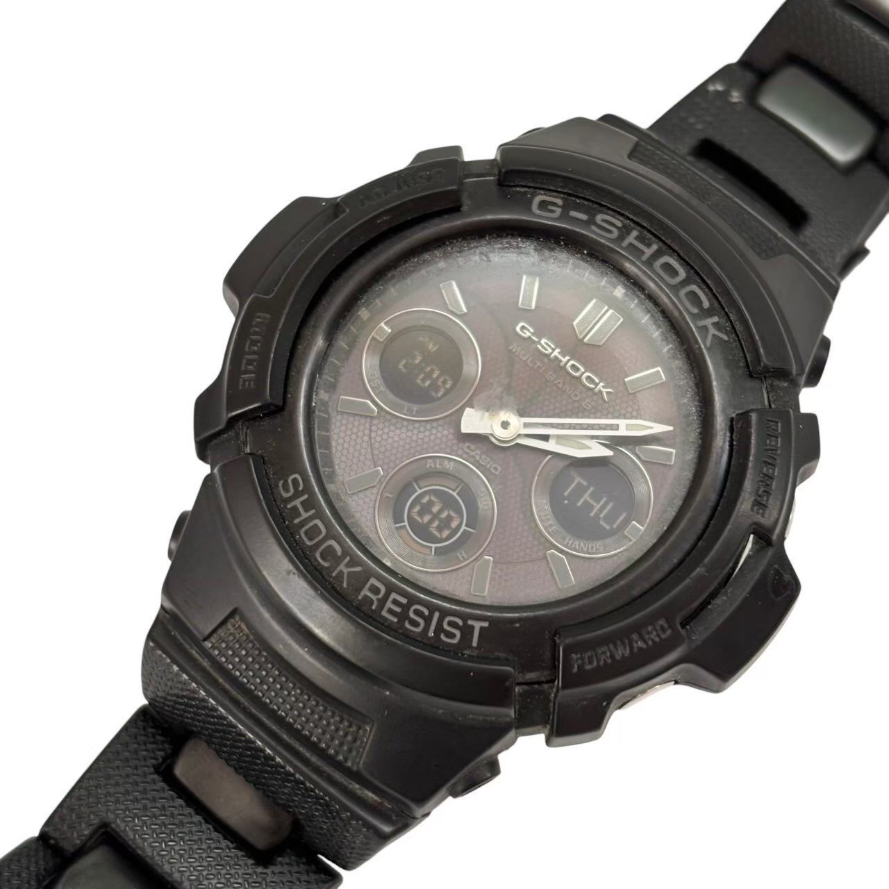 「中古」CASIO カシオ G-SHOCK Gショック 腕時計 黒 AWG-M100BC デジアナ ソーラー腕時計 タフソーラー 20気圧 防水 ラバー 稼動品 メンズ