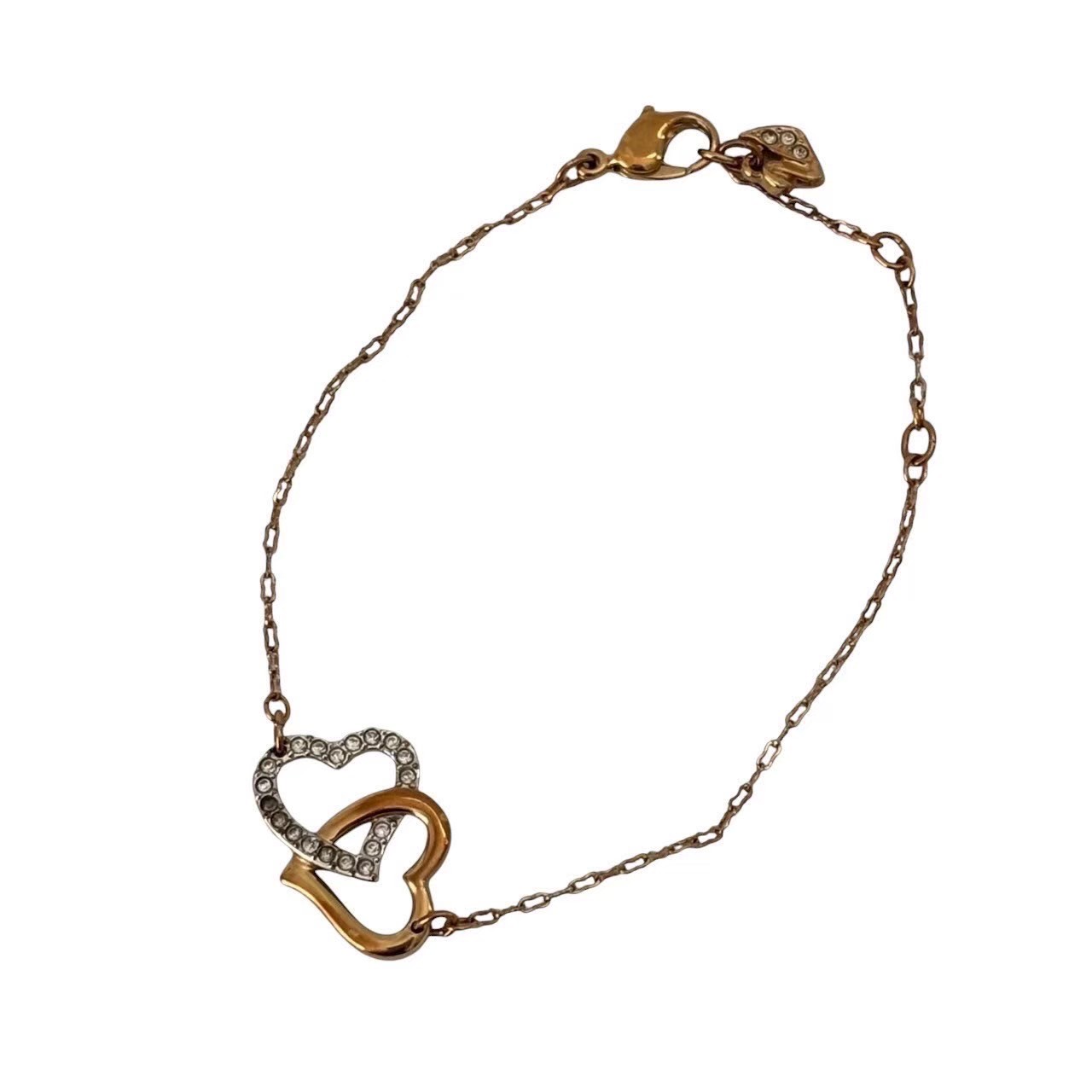 「中古」SWAROVSKI スワロフスキー ブレスレット 金 ゴールド 銀 シルバー Match ダブルハート クリスタルパヴェ スワロフスキー キラキラ クリスタル レディース