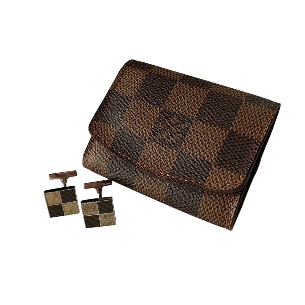 「中古」LOUIS VUITTON ルイヴィトン カフス カフスケース 入れ物 ダミエ 紳士 ブランド小物 ハイブランド フランス製 スーツ 紳士 メンズ