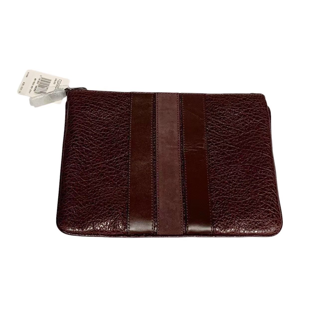 「中古」coach コーチ 鞄 バッグ クラッチバッグ セカンドバッグ ブラウン ライン レザー タグ付き 美品 F22499 シンプル 紳士 メンズ