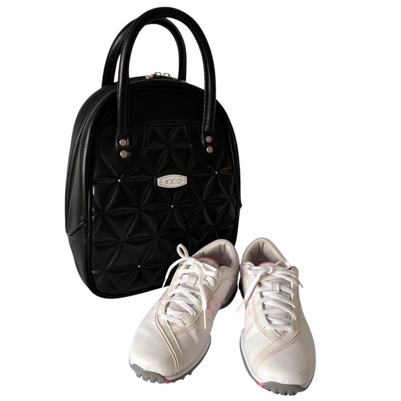 ［中古］NIKE ナイキ XXIO ゼクシオ ゴルフスパイク 白 ピンク ホワイト ゴルフ スパイク エースSL 339132 162 ゴルフ カバン入り 黒 ブラック レディース 23cm