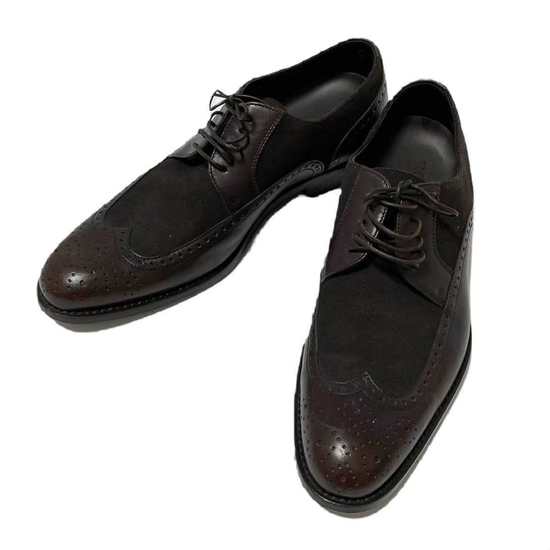 「中古」HUGO BOSS ヒューゴボス 靴 シューズ ビジネスシューズ レースアップ ブラウン レザー スエード 6 1/2 約25cm 50271880　205 紳士 メンズ