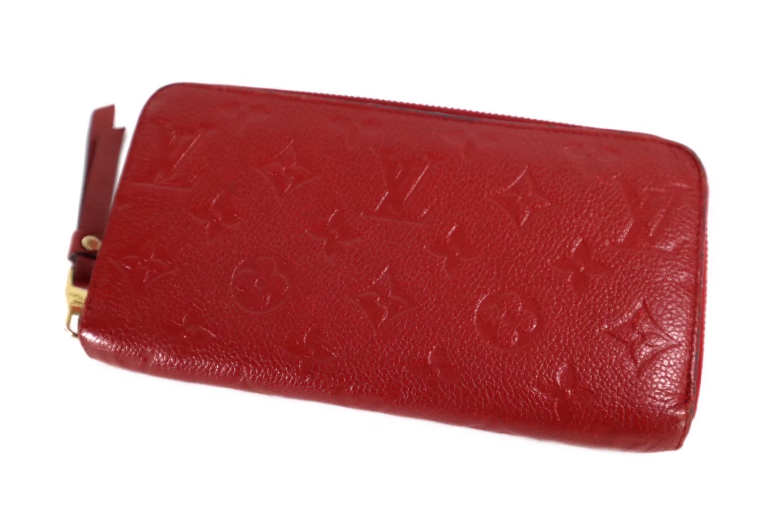 「中古」Louis Vuitton ルイヴィトン ヴィトン ブランド財布 ハイブランド ウォレット 長財布 ジッピーウォレット ラウンドファスナー レッド 赤 アンプラント レザー M60737 SP4164 箱付き 保存袋あり モノグラム 人気 可愛い レディース