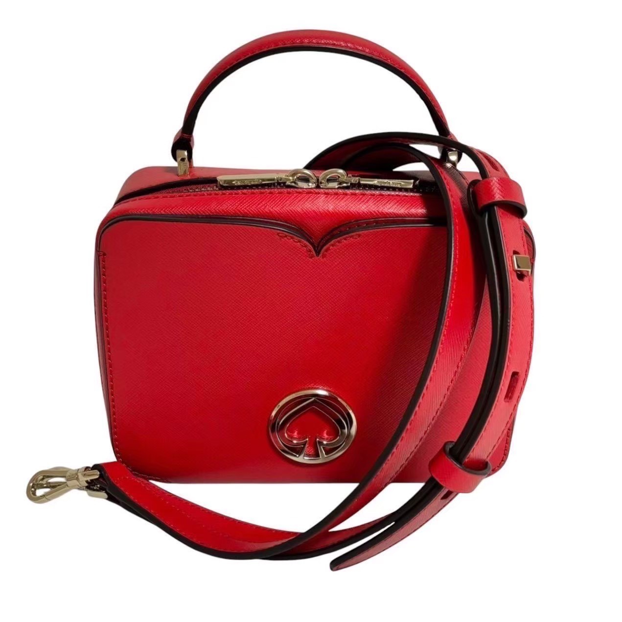 ［中古］kate spade ケイトスペード 2way ハンドバック ブランド名御徒面子 赤 赤いこと ショルダーバッグ PXRUB036 手持ち鞄 肩かけ 曲がった掛け ロゴタイプ なめし革 レディース