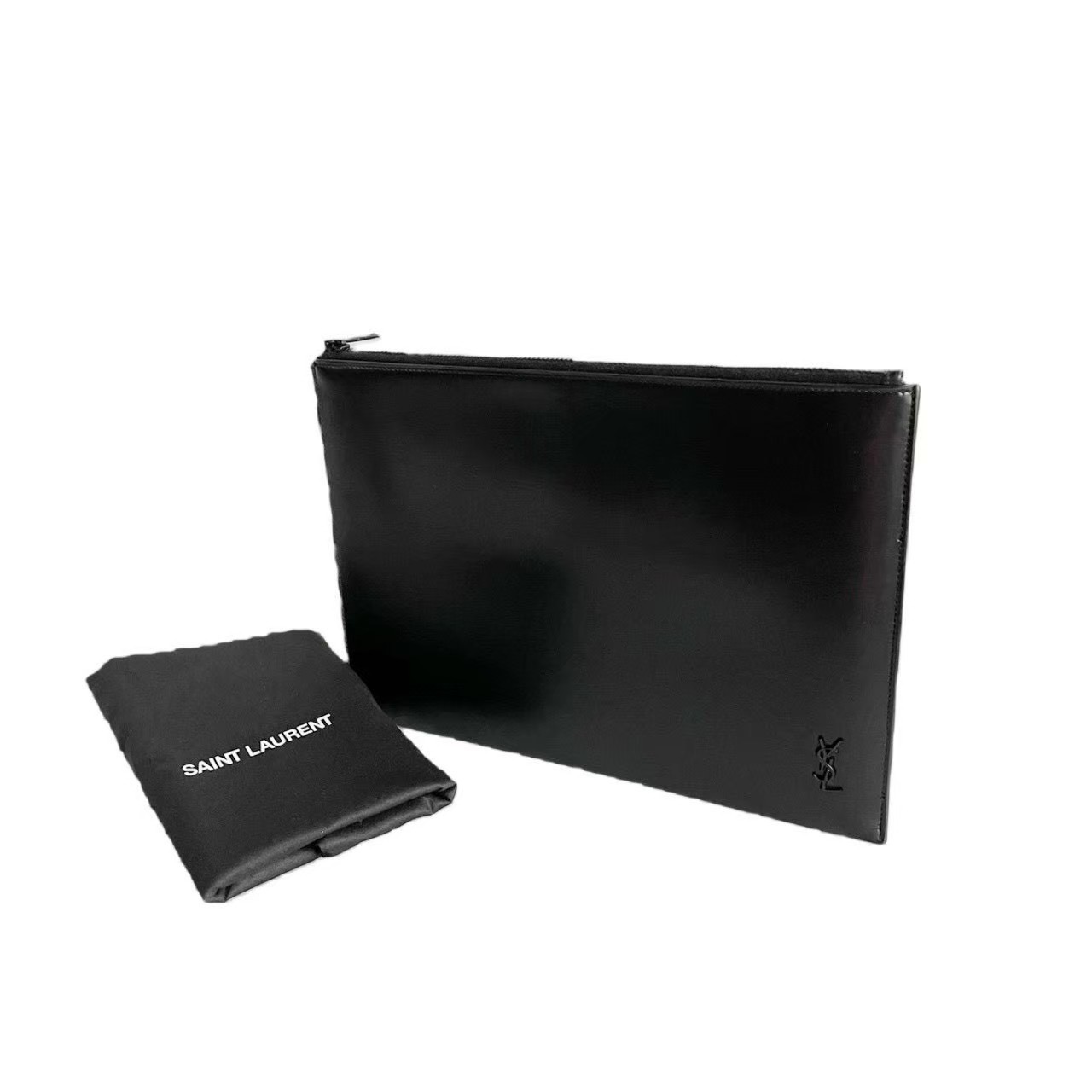 ［中古］Saint Laurent サンローラン 御徒面子 鞄 クラッチペダル御徒面子 Monogram 黒 黒いこと 歌留多入れ 隠し なめし革 かっこいい 分かりやすい 今めかしい メンズ レディース ユニ一発やる