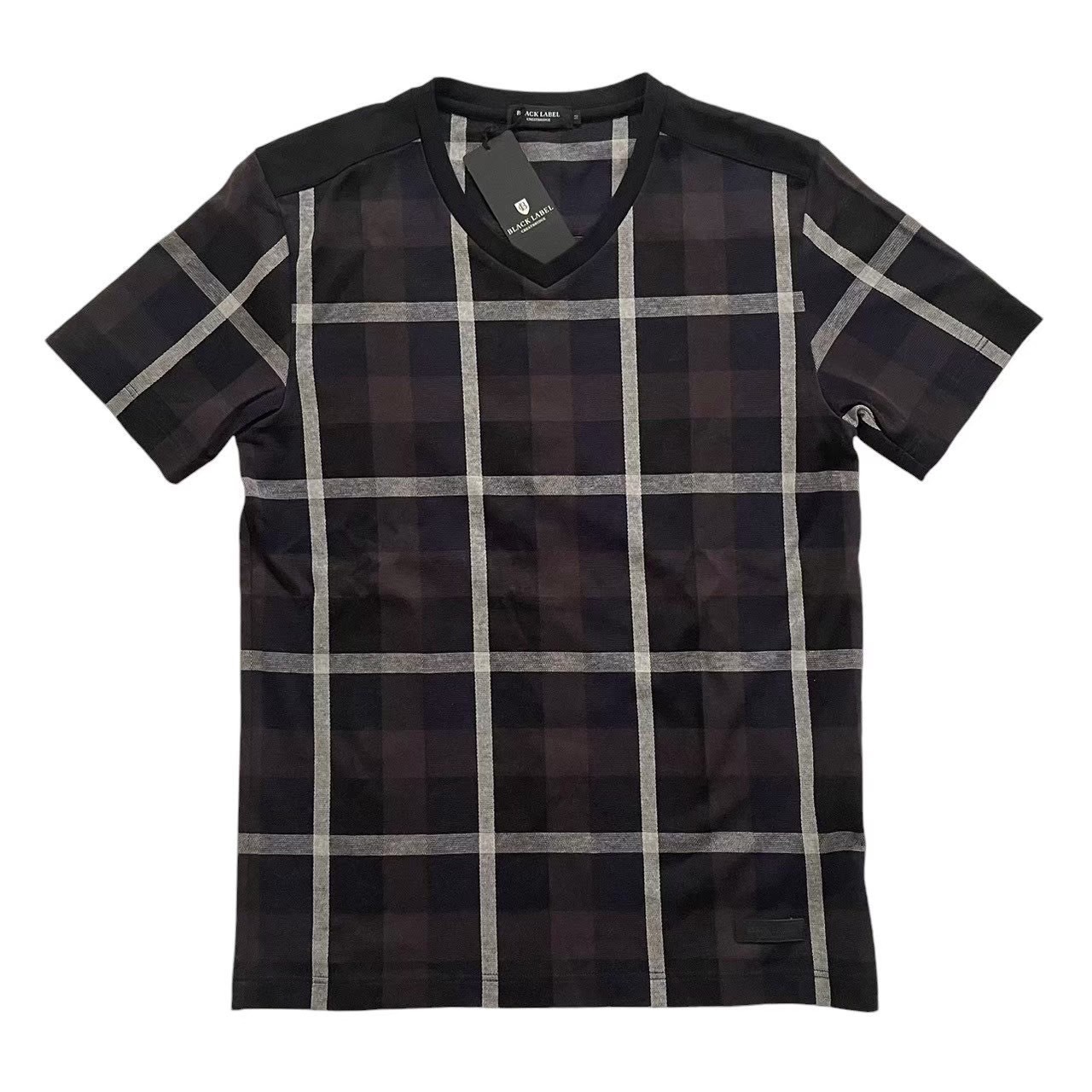 「未当て嵌める」BRACK LABEL 黒いこと付け紙 プルオーバー ブランド名 流行り物 お召しもの 甲殻ブリッジ回路 半袖プルオーバー 黒いこと 黒 白いこと 白 Ｖのど首 M大いさ メンズ Tシャツ・カットソー-メンズファッション-トップス