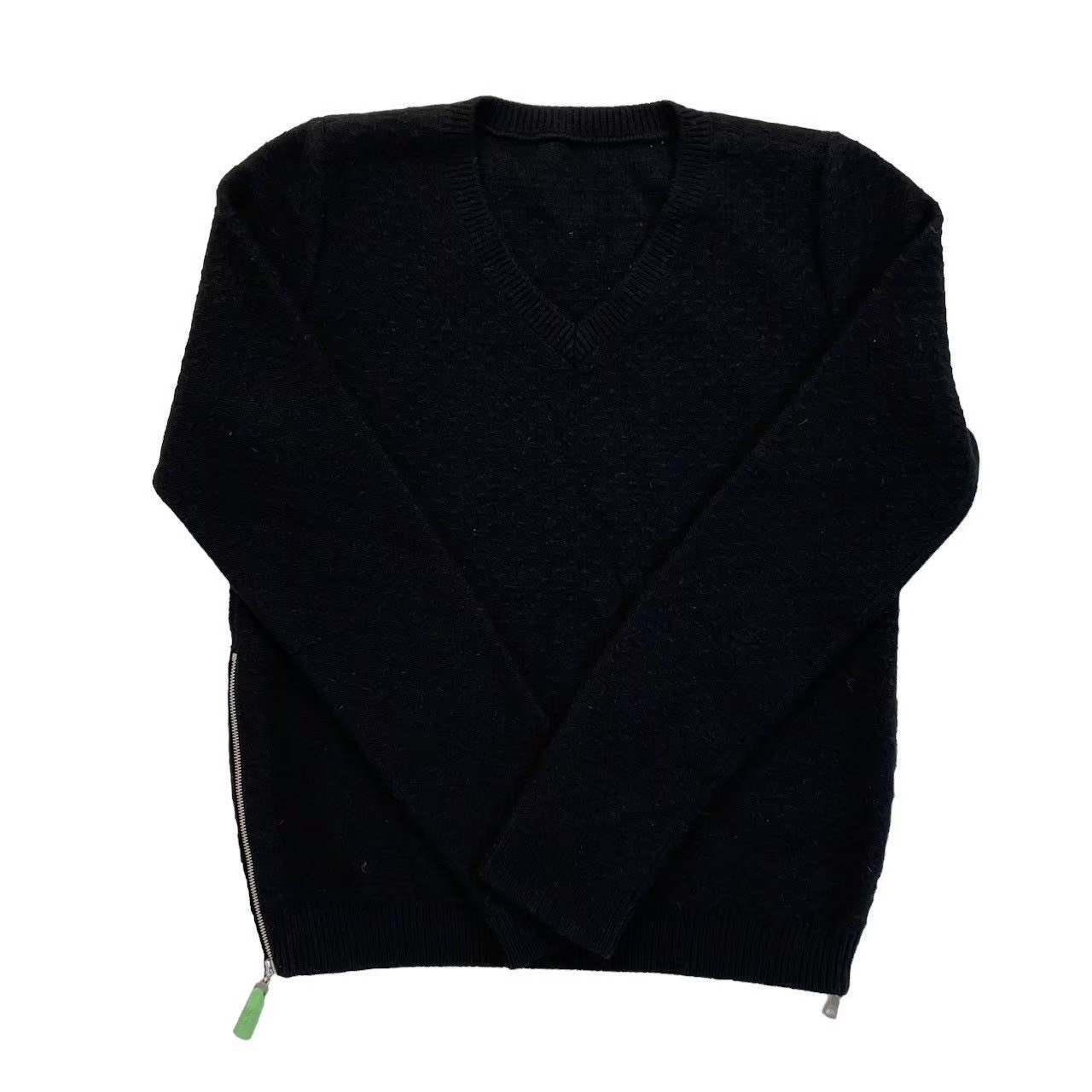 ［中古］FOXEY フォクシー トップス 長袖シャツ Ｖネック ニット ブランド アパレル 黒 ファスナー ウール カシミヤ サイズ38 Mサイズ レディース｜総合ブランドリユースClimb